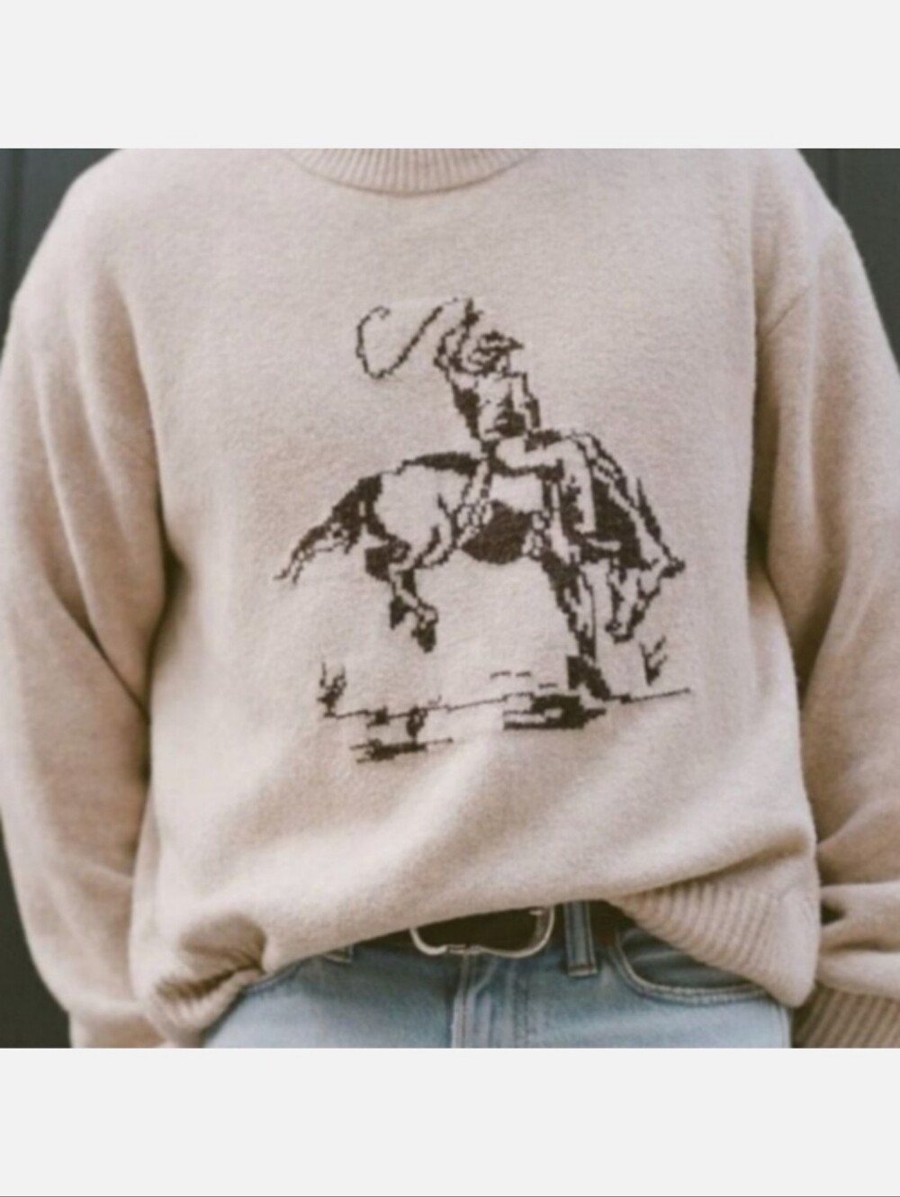 Abercrombie & Fitch Viral Cowboy Crewneck Oversized Western Graphic Sweater XL